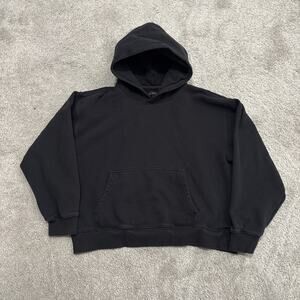 Quince Women Everyday Fleece Hoodie Black Sleeved Top Size Large